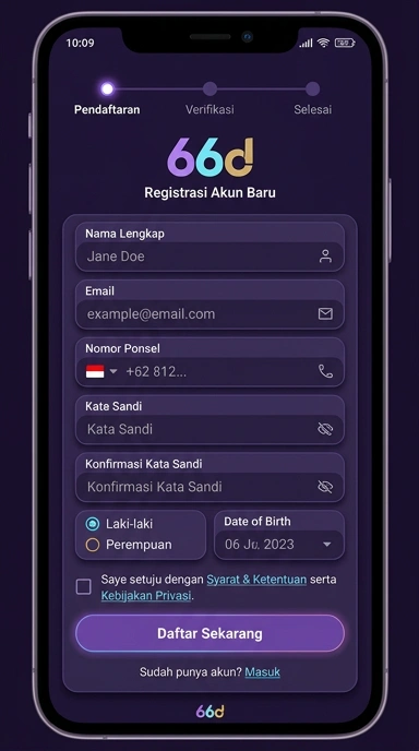 Tampilan halaman daftar 66d
