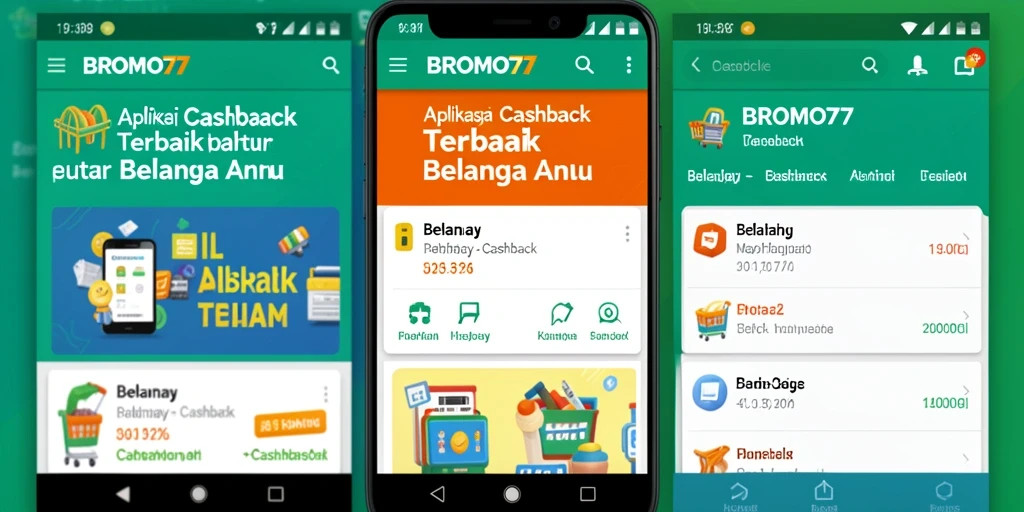 Antarmuka BROMO77 menampilkan penawaran cashback menarik.