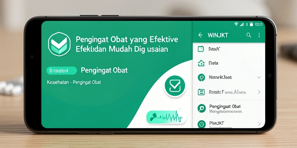 Antarmuka utama WINJKT menampilkan pengingat obat secara jelas.
